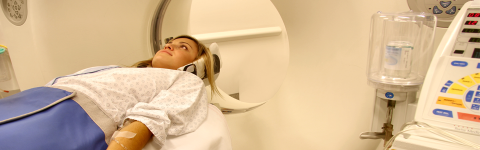 woman going through ct scan